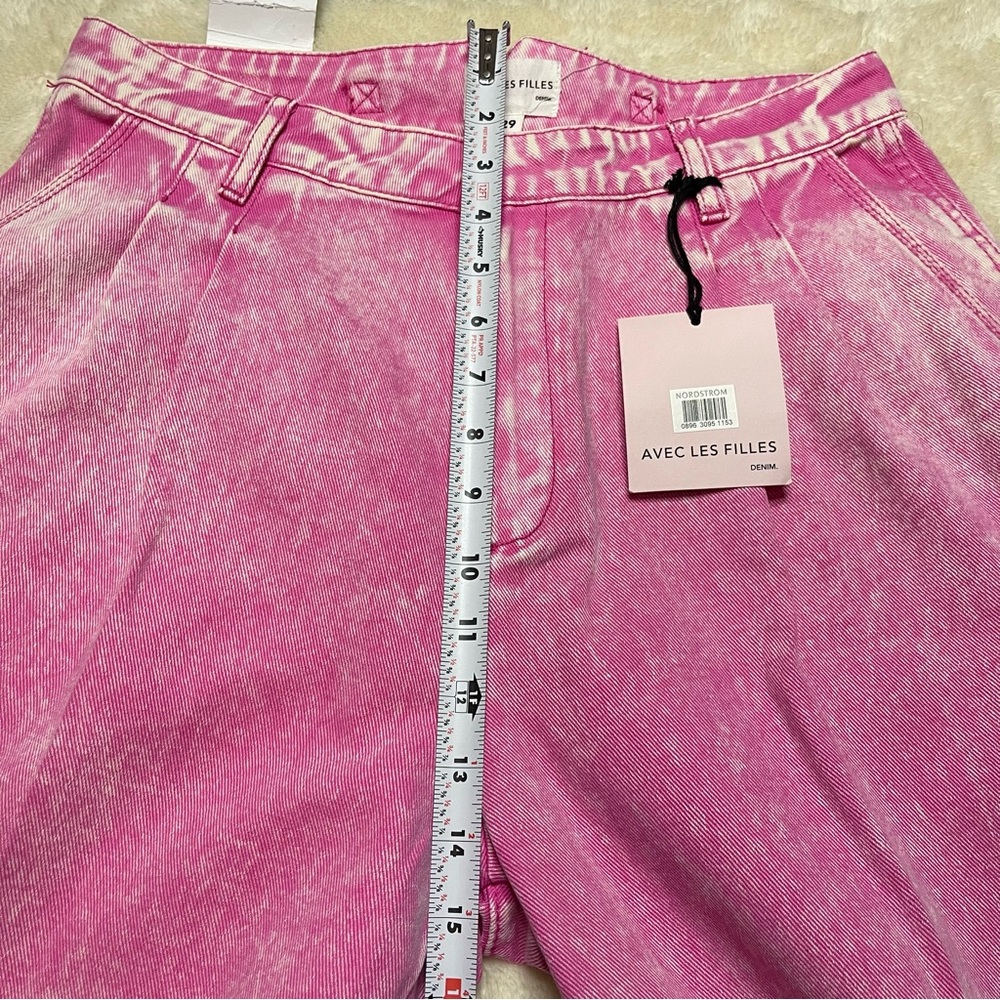 Avec Les Filles High Rise Pleated Trouser Wide Leg 90s Pink NWT Sz 29 Barbiecore - Picture 5 of 13